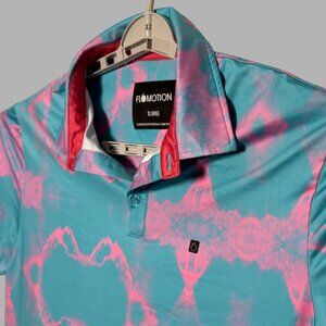 FLOMOTION Men’s Size XL Pink and Blue Golf Polo